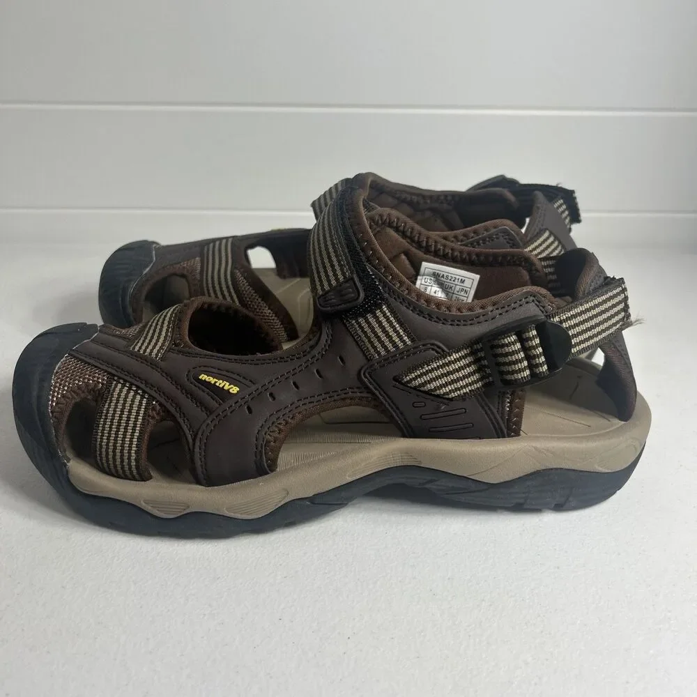 Norti Mens Sandals Size 8 V8 Brown Hiking Adventure Loop And Lock Closed Toe